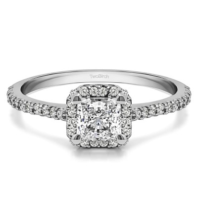 1.4 Ct. Princess Halo Engagement Ring