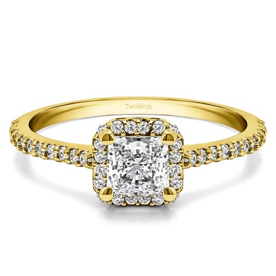 1.4 Ct. Princess Halo Engagement Ring in Yellow Gold