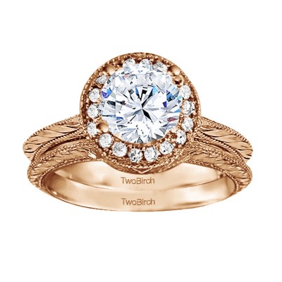 Round Vintage Knife Edged Engagement Ring Bridal Set (2 Rings) (0.89 Ct. Twt.)