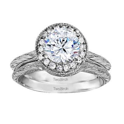 Round Vintage Knife Edged Engagement Ring Bridal Set (2 Rings) (0.89 Ct. Twt.)