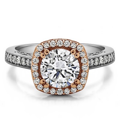 1.85 Ct. Round Vintage Halo Engagement Ring with Filigree Design