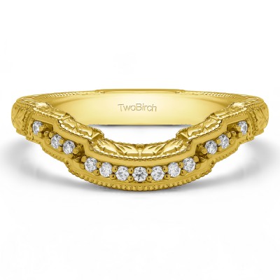 0.0975 Carat Scalloped Edge Matching Wedding Ring