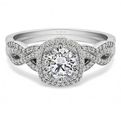 Infinity Halo Engagement Ring Bridal Set (2 Rings) (1.12 Ct. Twt.)