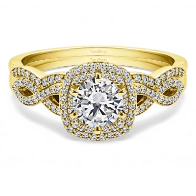 Infinity Halo Engagement Ring Bridal Set (2 Rings) (1.37 Ct. Twt.)
