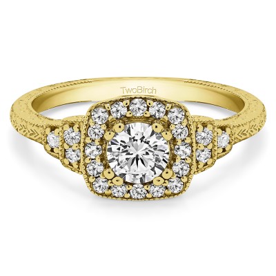 0.79 Carat Vintage Halo Engagement Ring