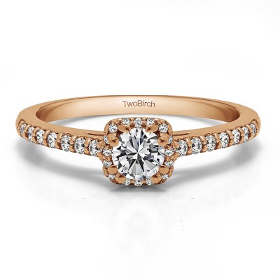 0.58 Ct. Dainty Halo Engagement Ring in Rose Gold