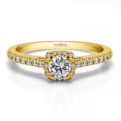 0.58 Ct. Dainty Halo Engagement Ring in Yellow Gold