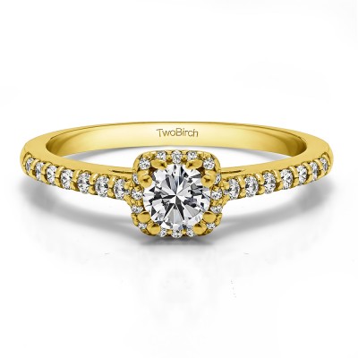 0.58 Ct. Dainty Halo Engagement Ring in Yellow Gold