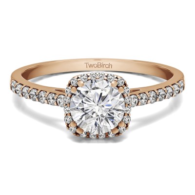 1.31 Ct. Classic Round Halo Engagement Ring in Rose Gold