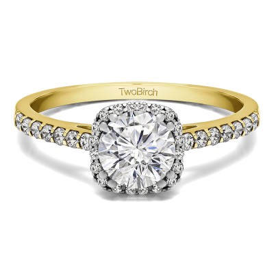 1.31 Ct. Classic Round Halo Engagement Ring in Two Tone Gold