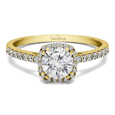 1.31 Ct. Classic Round Halo Engagement Ring in Yellow Gold