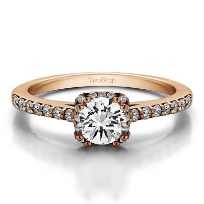 0.79 Ct. Petite Round Halo Engagement Ring in Rose Gold
