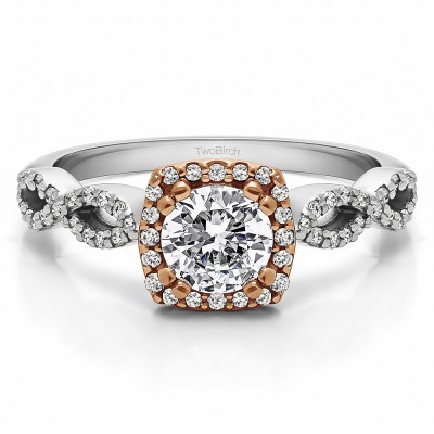 1 Ct. Round Halo Engagement Ring with Infinity Shank
