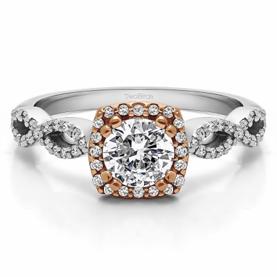 1 Ct. Round Halo Engagement Ring with Infinity Shank