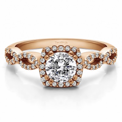 1 Ct. Round Halo Engagement Ring with Infinity Shank in Rose Gold