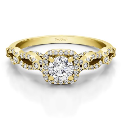 0.92 Ct. Infinity Halo Engagement Ring in Yellow Gold