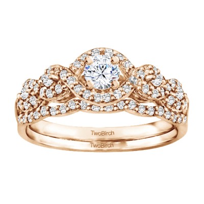 Round Fancy Infinity Halo Engagement Ring Bridal Set (2 Rings) (0.66 Ct. Twt.)