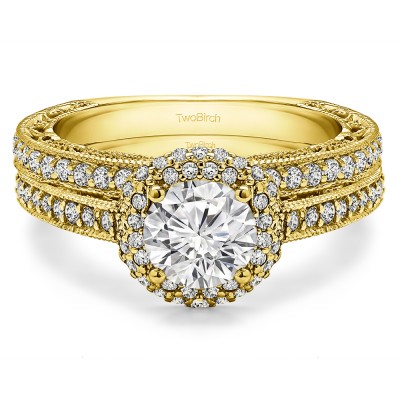 Round Vintage Halo Engagement Ring Bridal Set (2 Rings) (1.92 Ct. Twt.)