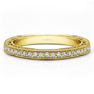0.34 Carat Vintage Millgrained Matching Band