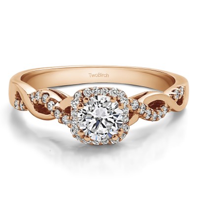 0.6 Ct. Round Infinity Halo Engagement Ring in Rose Gold