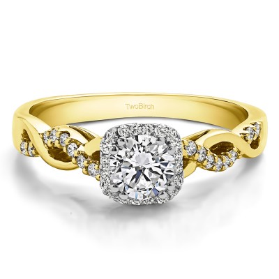 0.6 Ct. Round Infinity Halo Engagement Ring in Two Tone Gold