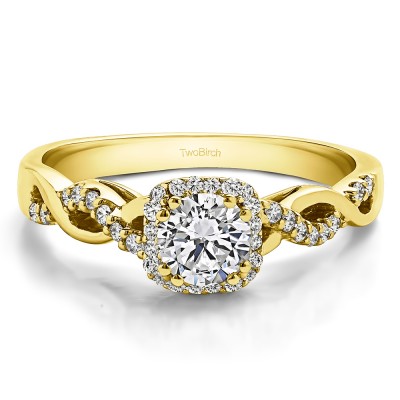 0.6 Ct. Round Infinity Halo Engagement Ring in Yellow Gold