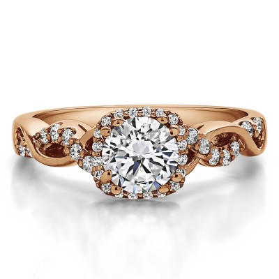 1.31 Ct. Round Halo Twig Engagement Ring in Rose Gold