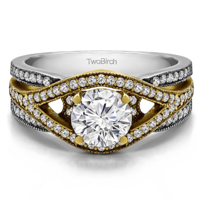 1.42 Ct. Round Fancy Infinity Engagement Ring in Two Tone Gold