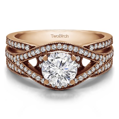 1.42 Ct. Round Fancy Infinity Engagement Ring in Rose Gold