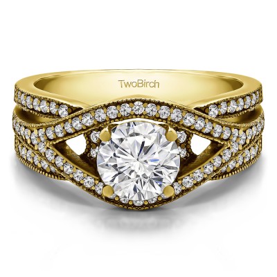 1.42 Ct. Round Fancy Infinity Engagement Ring in Yellow Gold