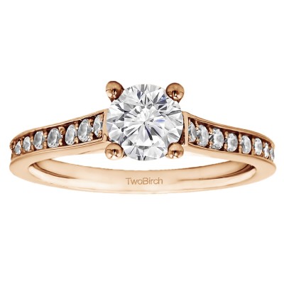 1.39 Ct. Round Prong in Channel Set Engagement Ring in Rose Gold