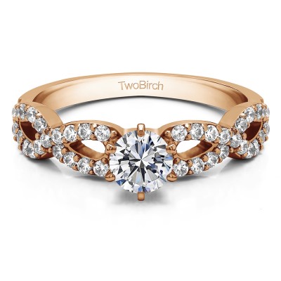 1.04 Ct. Round Engagement Ring with Infinity Shank in Rose Gold