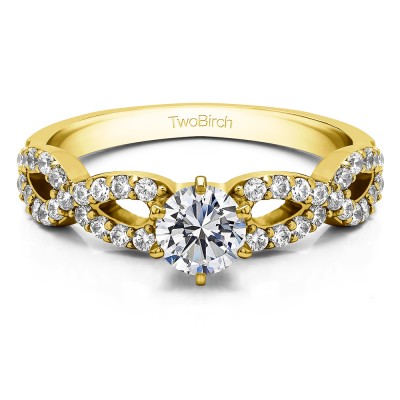 1.04 Ct. Round Engagement Ring with Infinity Shank in Yellow Gold