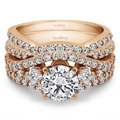 Three Stone Infinity Engagement Ring Bridal Set (2 Rings) (2.95 Ct. Twt.)