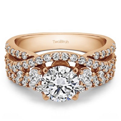 2.65 Ct. Round Three Stone Infinity Engagement Ring in Rose Gold