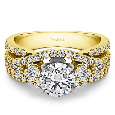 2.65 Ct. Round Three Stone Infinity Engagement Ring in Two Tone Gold