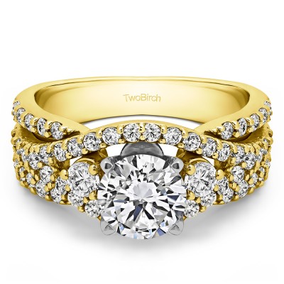 2.65 Ct. Round Three Stone Infinity Engagement Ring in Two Tone Gold