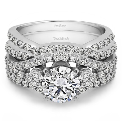 Three Stone Infinity Engagement Ring Bridal Set (2 Rings) (2.95 Ct. Twt.)