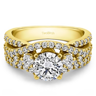 2.65 Ct. Round Three Stone Infinity Engagement Ring in Yellow Gold