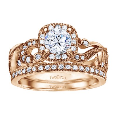 Round Filigree Vintage Engagement Ring Bridal Set (2 Rings) (1.33 Ct. Twt.)