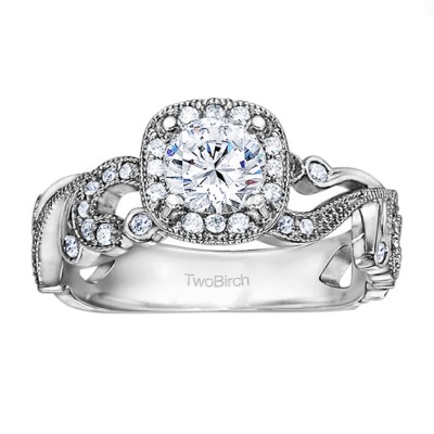 1.14 Ct. Filigree Vintage Engagement Ring with Round Halo