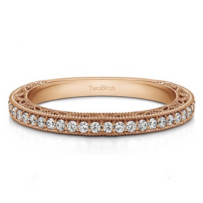 0.33 Carat Low Profile Vintage Filigree Wedding Ring