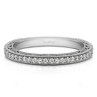 0.33 Carat Low Profile Vintage Filigree Wedding Ring