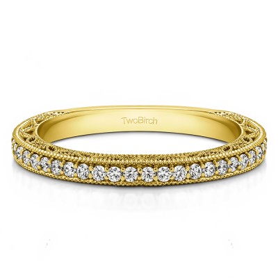 0.33 Carat Low Profile Vintage Filigree Wedding Ring