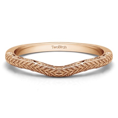 Plain Millgrained Vintage Engraved Matching Wedding Ring