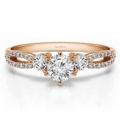 0.83 Ct. Round Three Stone Infinity Engagement Ring in Rose Gold