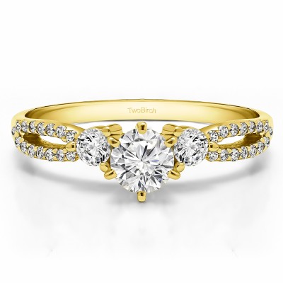 0.83 Ct. Round Three Stone Infinity Engagement Ring in Yellow Gold