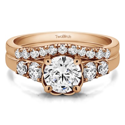 Round Flower Set Engagement Ring Bridal Set (2 Rings) (1.71 Ct. Twt.)