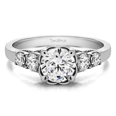1.49 Ct. Round Flower Set Engagement Ring