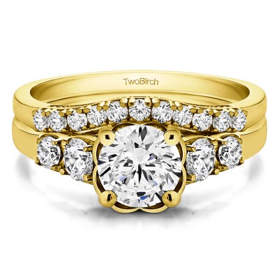 Round Flower Set Engagement Ring Bridal Set (2 Rings) (1.71 Ct. Twt.)